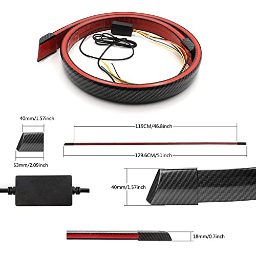 Universal Item Led Trunk Lip Spoiler Black-Carbon Fiber LED Exterior Rear Tail Wing Spoiler Brake Light Strip Splitter FIT for All CAR