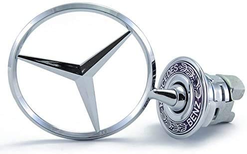 Silver-Blue Mercedes Star Emblem Benz Zinc Alloy Front Hood Ornament Badge Logo Vehicle Tool Kit