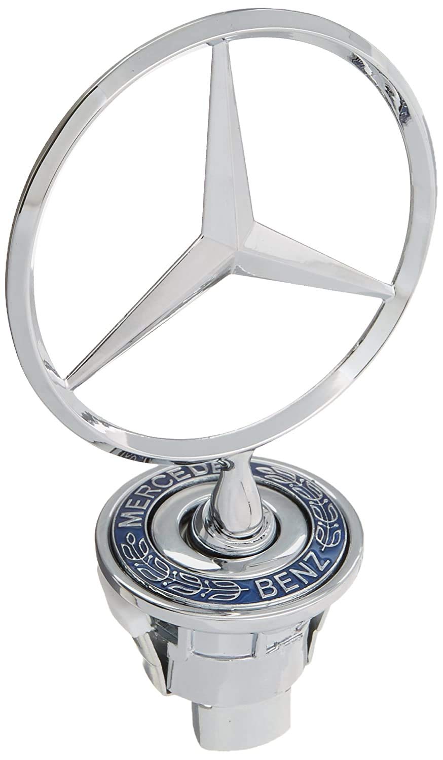 Silver-Blue Mercedes Star Emblem Benz Zinc Alloy Front Hood Ornament Badge Logo Vehicle Tool Kit