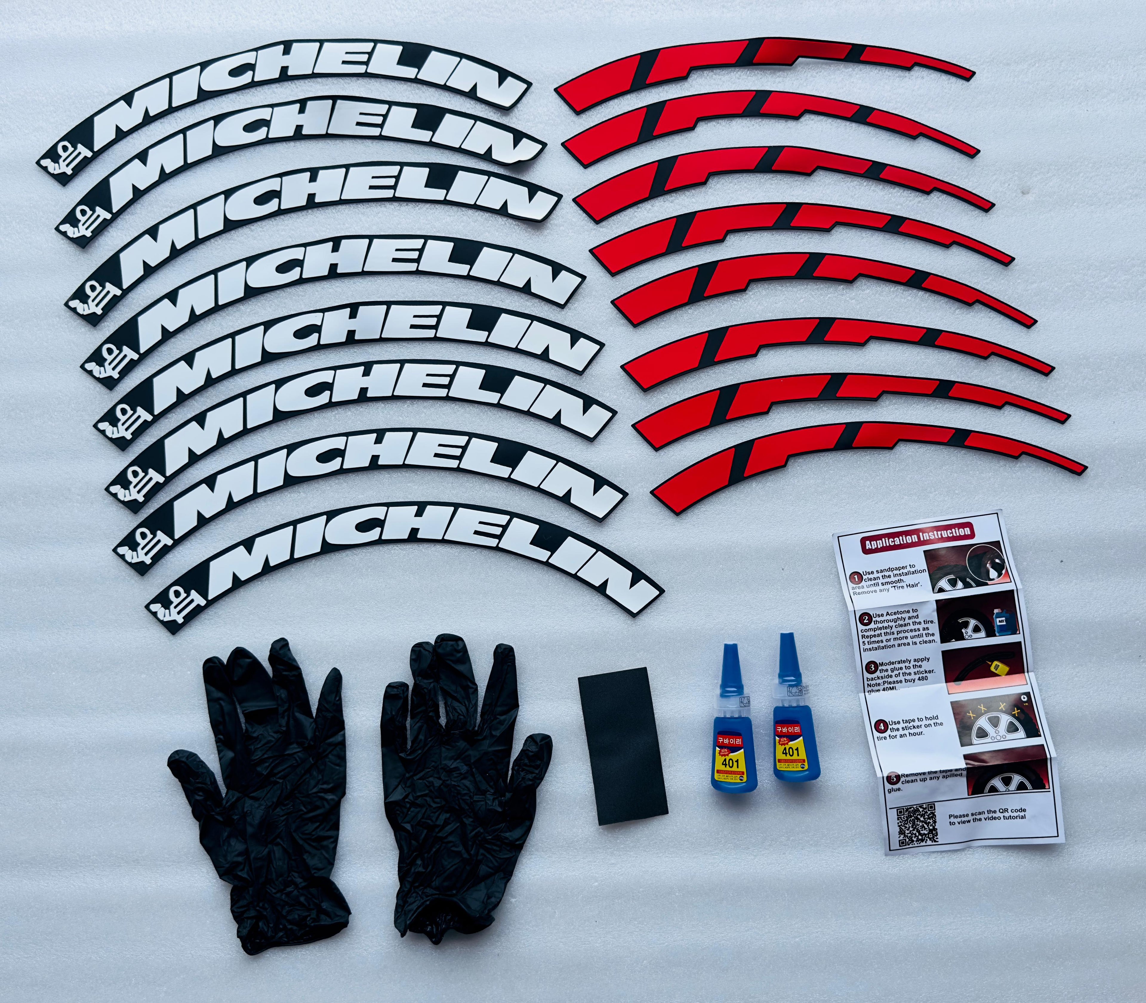 4 Tire Tyre Stickers for 4 Tire Tyres Customized Permanent Rubber Tire Tyres Sticker Auto Accessories (2 Glue + 2 Gloves Included) (Michelin TYRE Sticker)