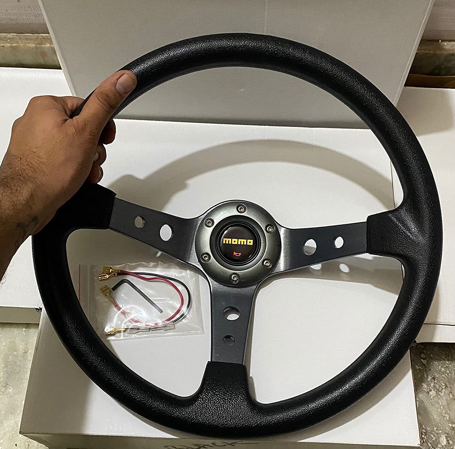 14INCH MOMO DEEP STEERING STYLE Look Rally Race Off Road with HUB Free Universal Steering Wheel for Sports Car Sporty Style Steerings 14INCH Momo Steerings-1 Piece