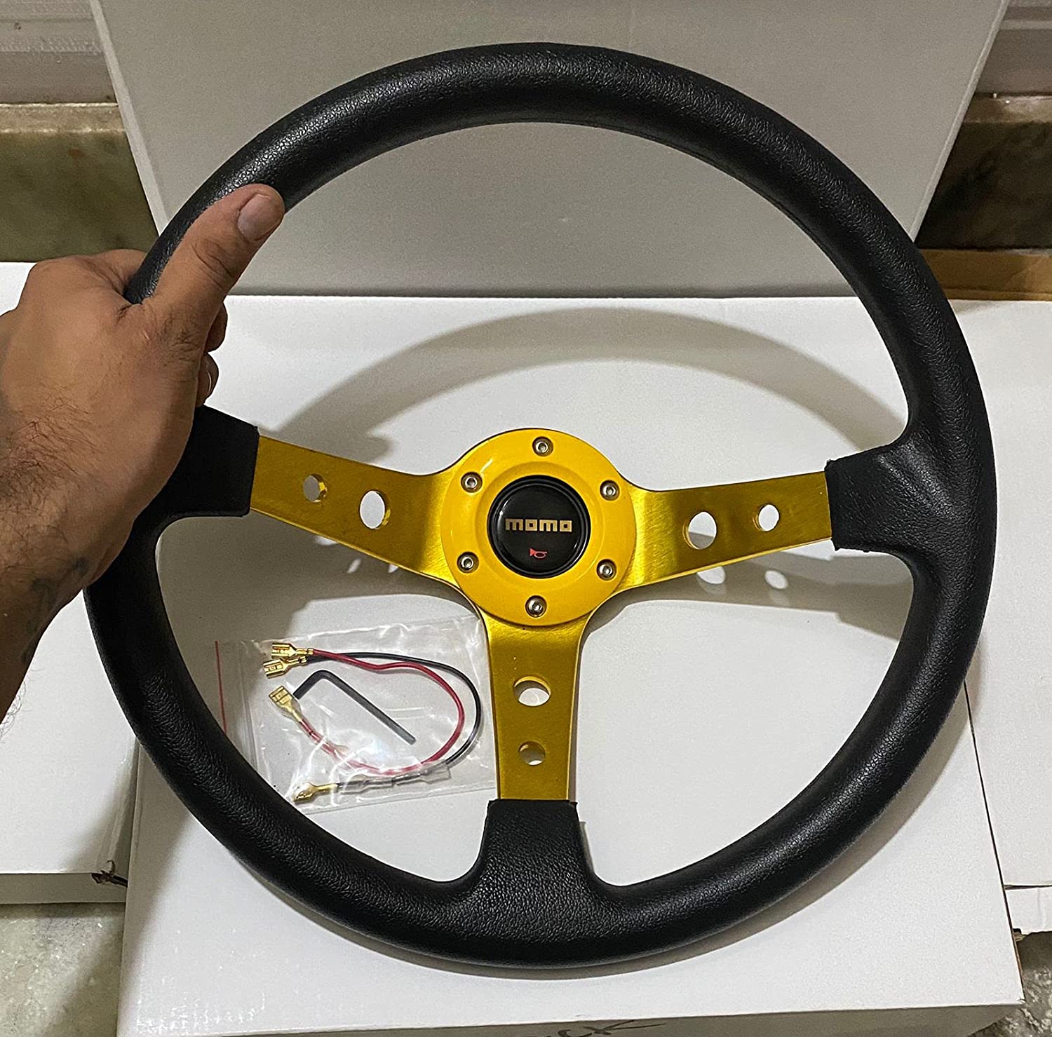 14INCH MOMO DEEP STEERING STYLE Look Rally Race Off Road with HUB Free Universal Steering Wheel for Sports Car Sporty Style Steerings 14INCH Momo Steerings-1 Piece