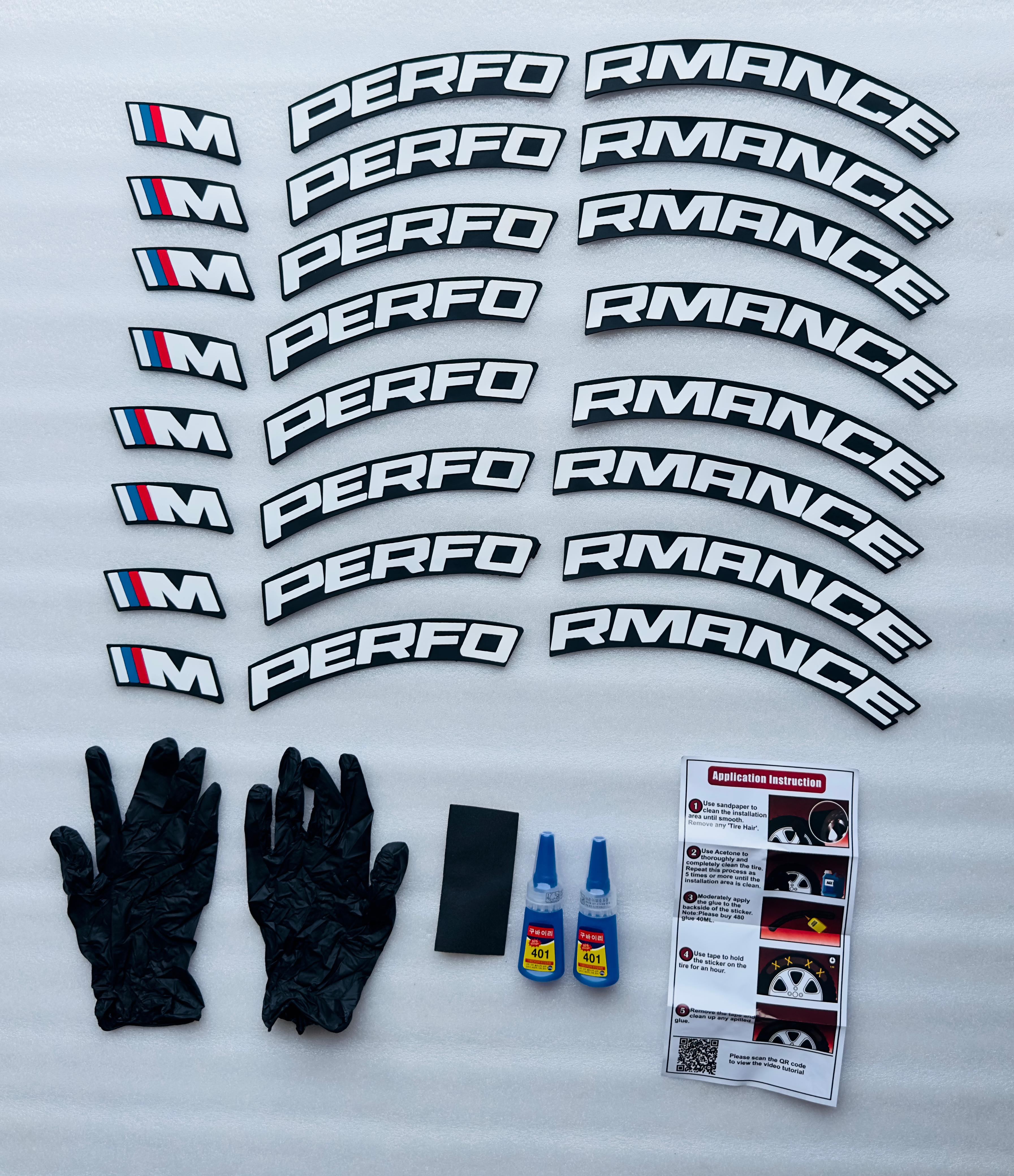 M-Performance Tyre Sticker for 4 Tire Tyres Customized Permanent Rubber Tire Tyres Sticker Decorative Stiicker (2 Glue+2 Gloves Included