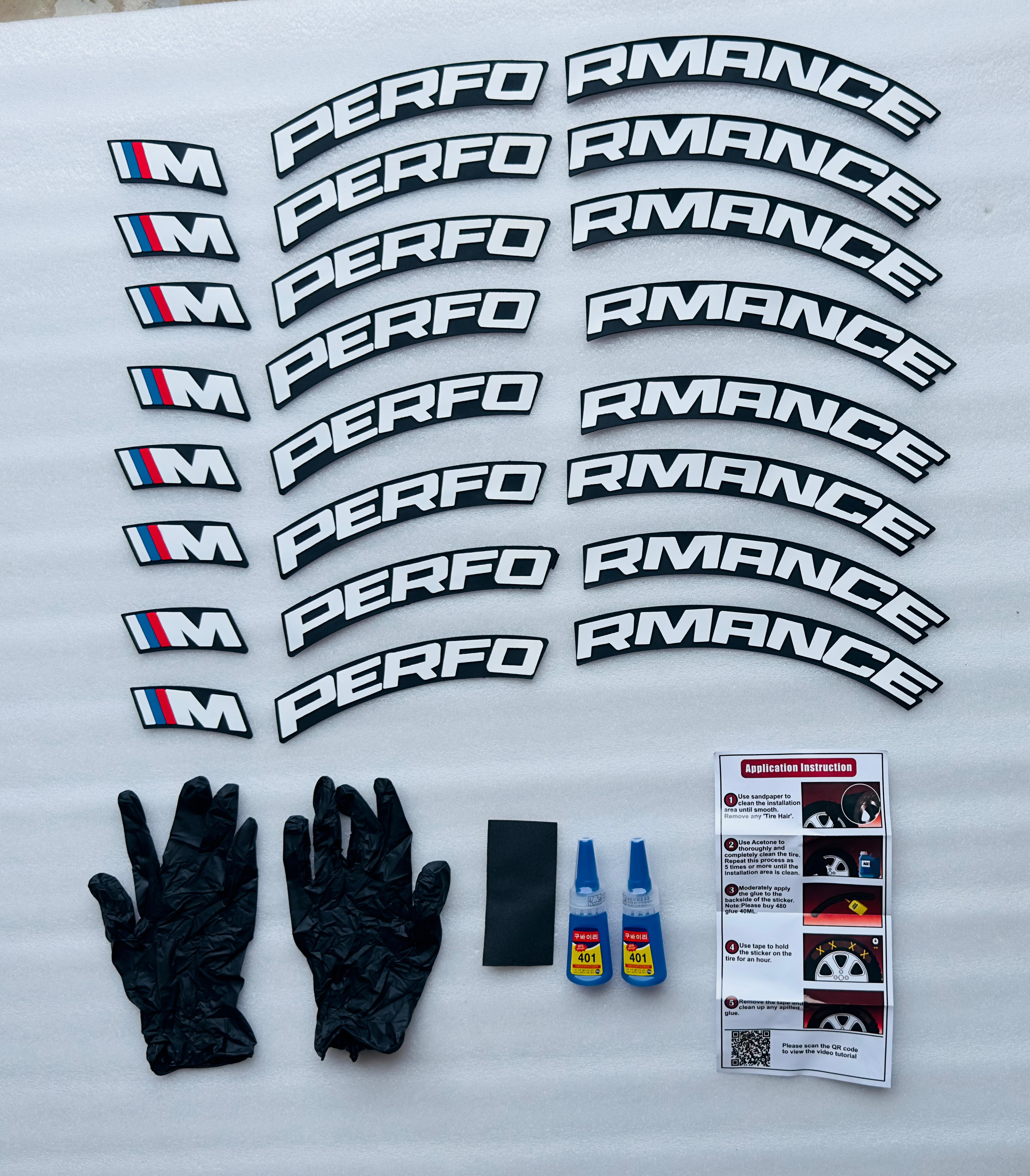 M-Performance Tyre Sticker for 4 Tire Tyres Customized Permanent Rubber Tire Tyres Sticker Decorative Stiicker (2 Glue+2 Gloves Included