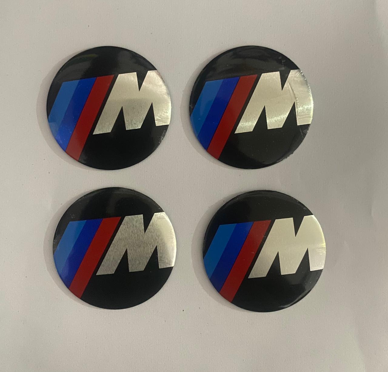 4PC M-Power Wheel Logo (56mm 2INCH) M Power Sign Sticker Emblem, Car Wheel Center Hub, Cap-Caps Badge Sticker Decal.