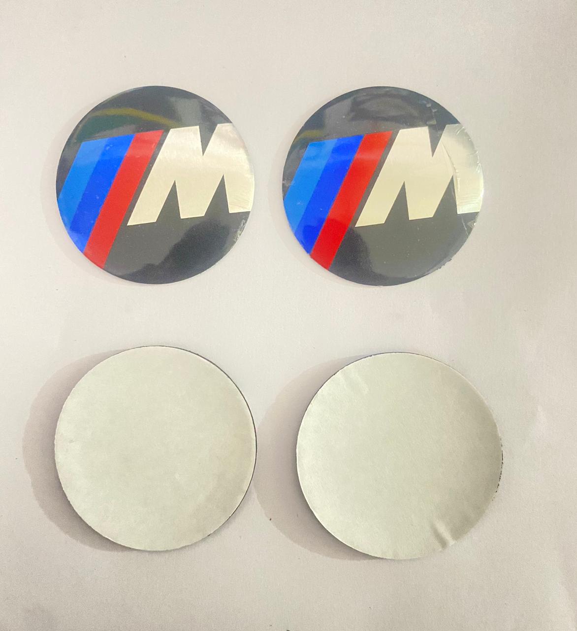4PC M-Power Wheel Logo (56mm 2INCH) M Power Sign Sticker Emblem, Car Wheel Center Hub, Cap-Caps Badge Sticker Decal.