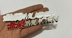 RED-Chrome Mugen 3D Metal Sticker (14cmx2cm) Car Bike Laptop Mugen Sticker Car Emblem 3D Badge Logo Universal AUTO ASSESSORIES Logo