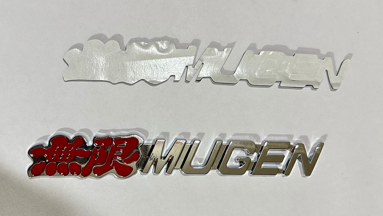 RED-Chrome Mugen 3D Metal Sticker (14cmx2cm) Car Bike Laptop Mugen Sticker Car Emblem 3D Badge Logo Universal AUTO ASSESSORIES Logo