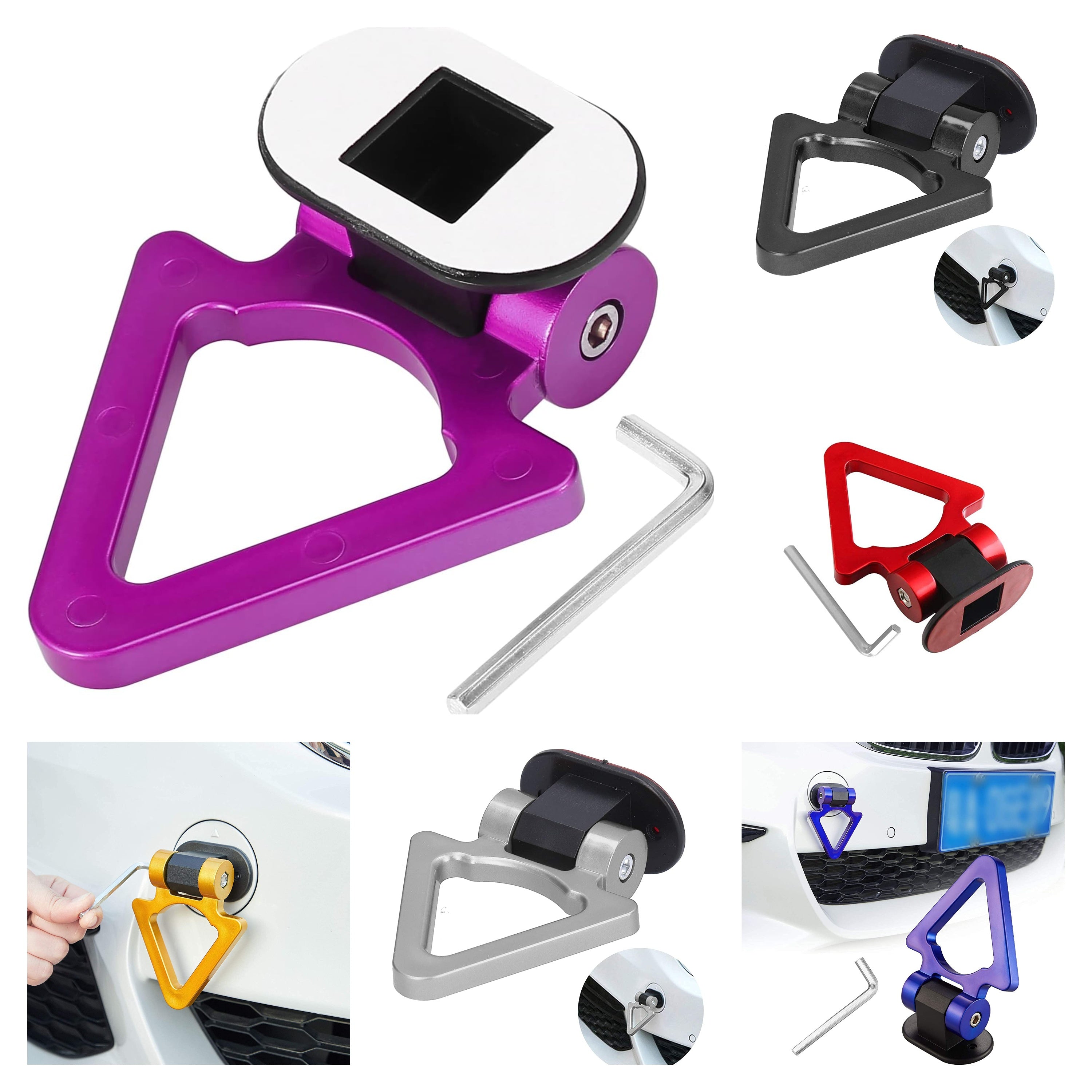 Triangle Dummy Hook Car Bumper PVC Tow Hook Universal Decorative Racing Style Trailer Hook Sticker Rear Tow Strap Tow Hook-1 Piece Attractive Hook