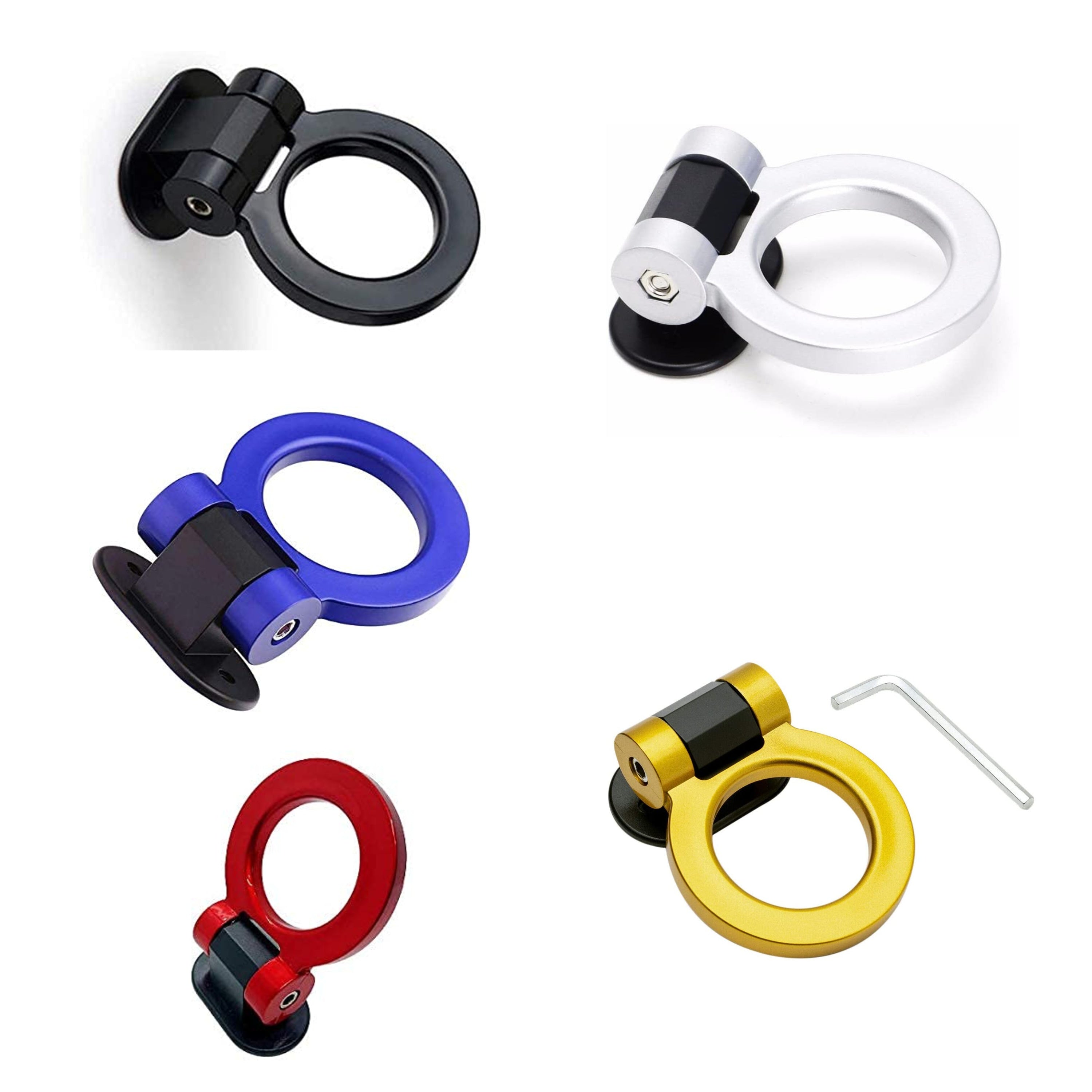 Round Dummy Hook Car Bumper Tow Hook Universal Decorative Racing Style Trailer Hook Sticker Rear Tow Strap Tow Hook Towing Belt (PVC Round Dummy Hook)