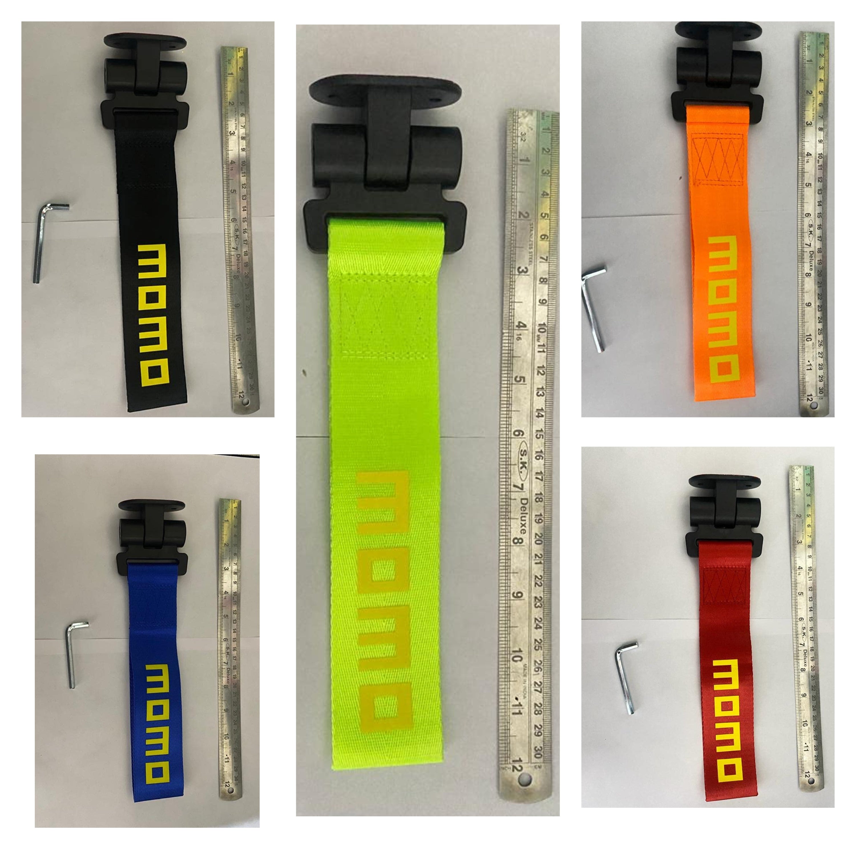 Momo Car Tow Hook Racing Style Trailer Hook Sticker Rear Tow Strap Tow Hook Towing Belt Car Bumper for Decoration Compatible with for All Vehicle Sparco Dummy Hook.