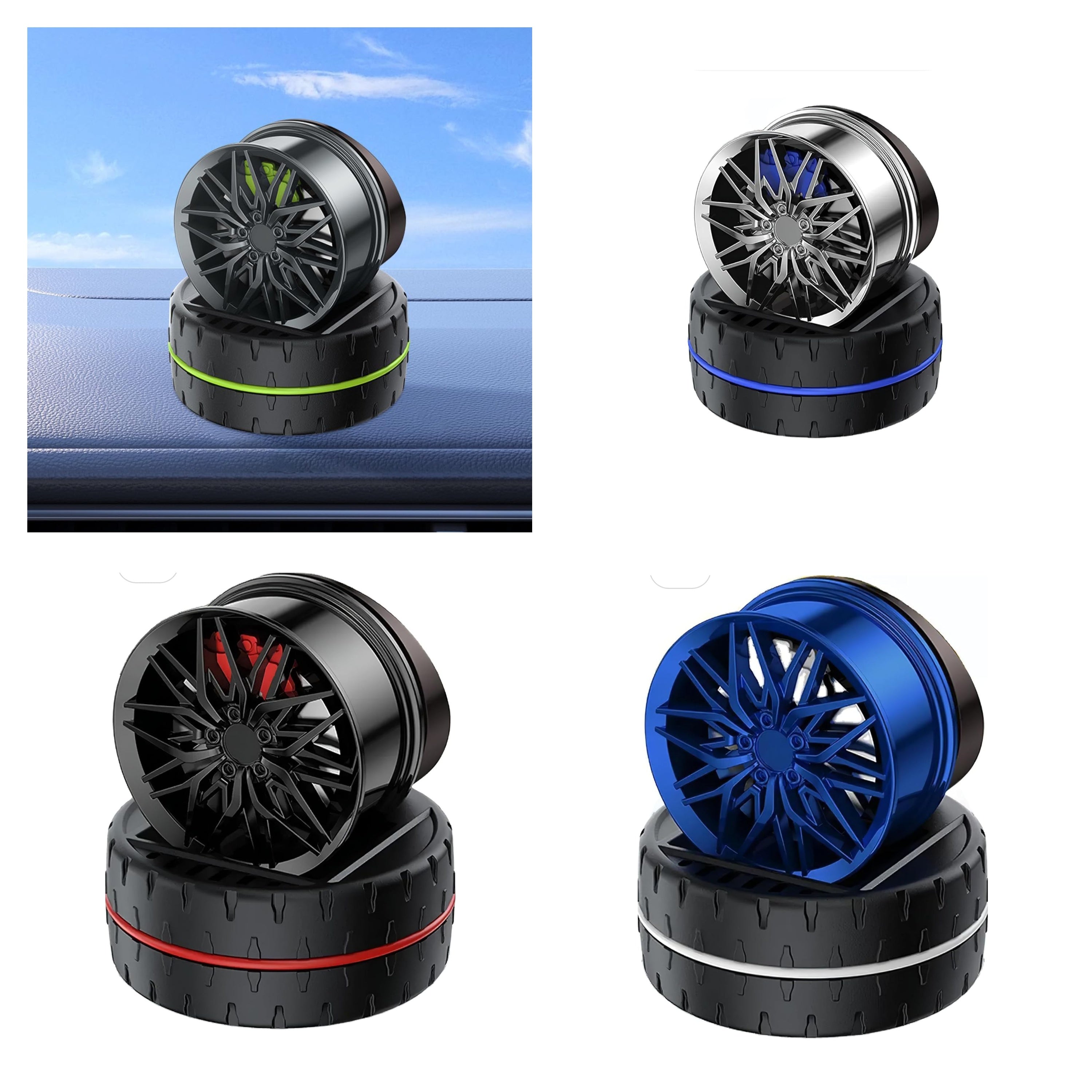 Alloy Solar Automatic Revolving Wheel AC Vent Perfume Car Air Freshener Perfume With Organic Fragrance Environment Friendly