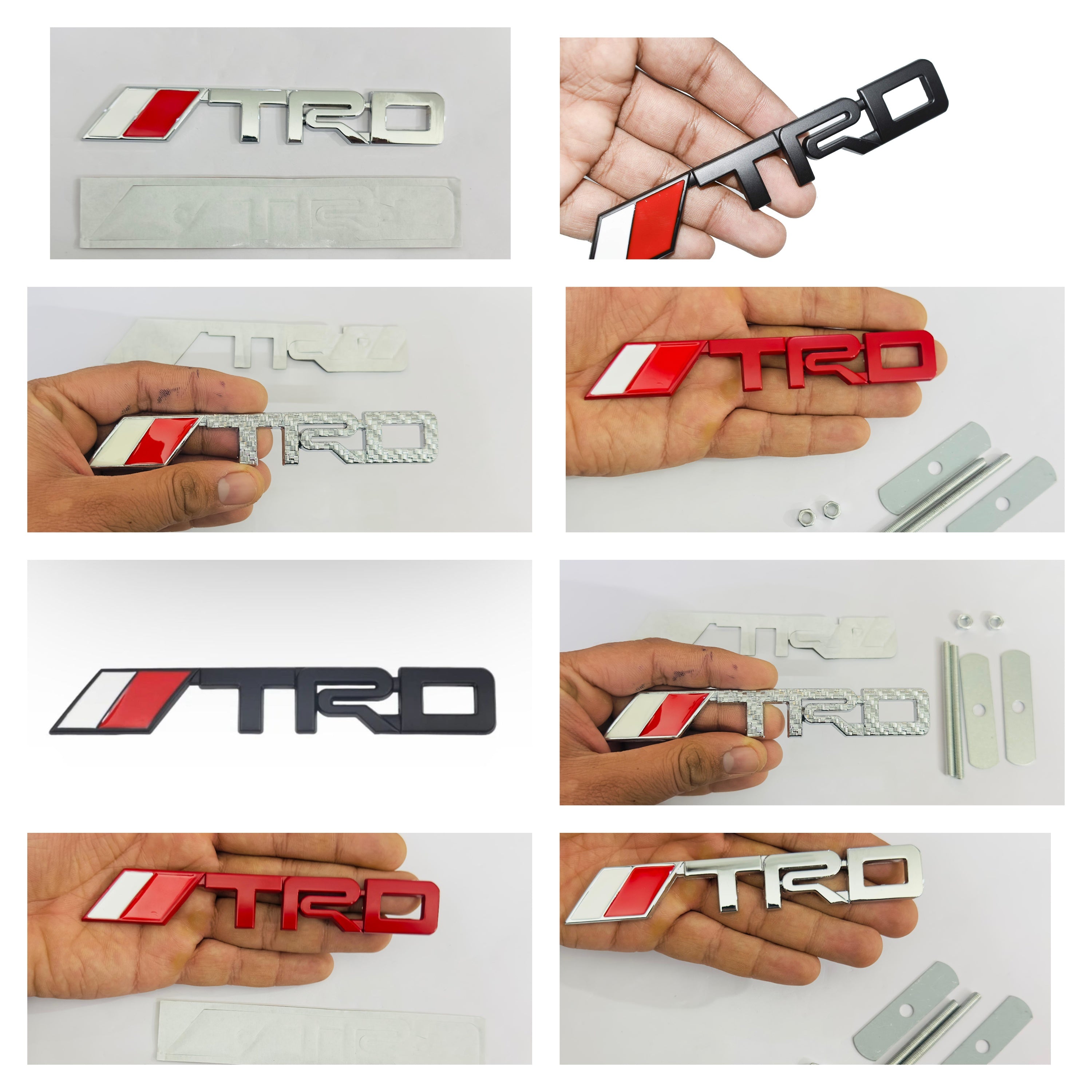 Car Bike Laptop Metal 3D Logo TRD/TRD Long Car Emblems Metal Lo.go, 3D Badge Auto Racing Sport Sticker Universal Grand Tourer Decal. (Chrome Carbon Long TRD Logo 14X2.5)