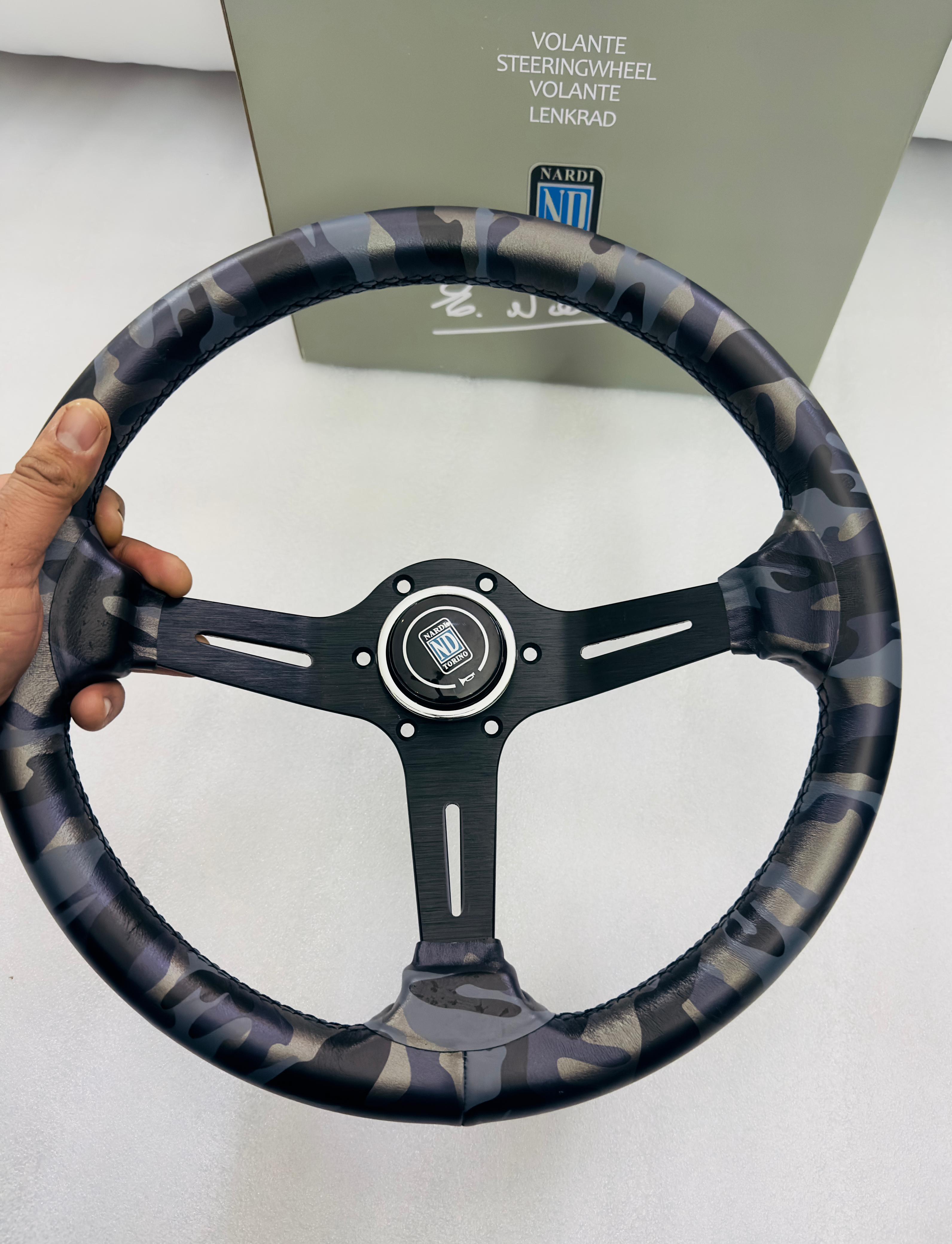 NARDI LEATHER STEERING DEEP STYLE Universal Steering Wheel for Sports Car Look Rally Race Off Road WID BOOS KIT HUB Free JDM Steering For All Car