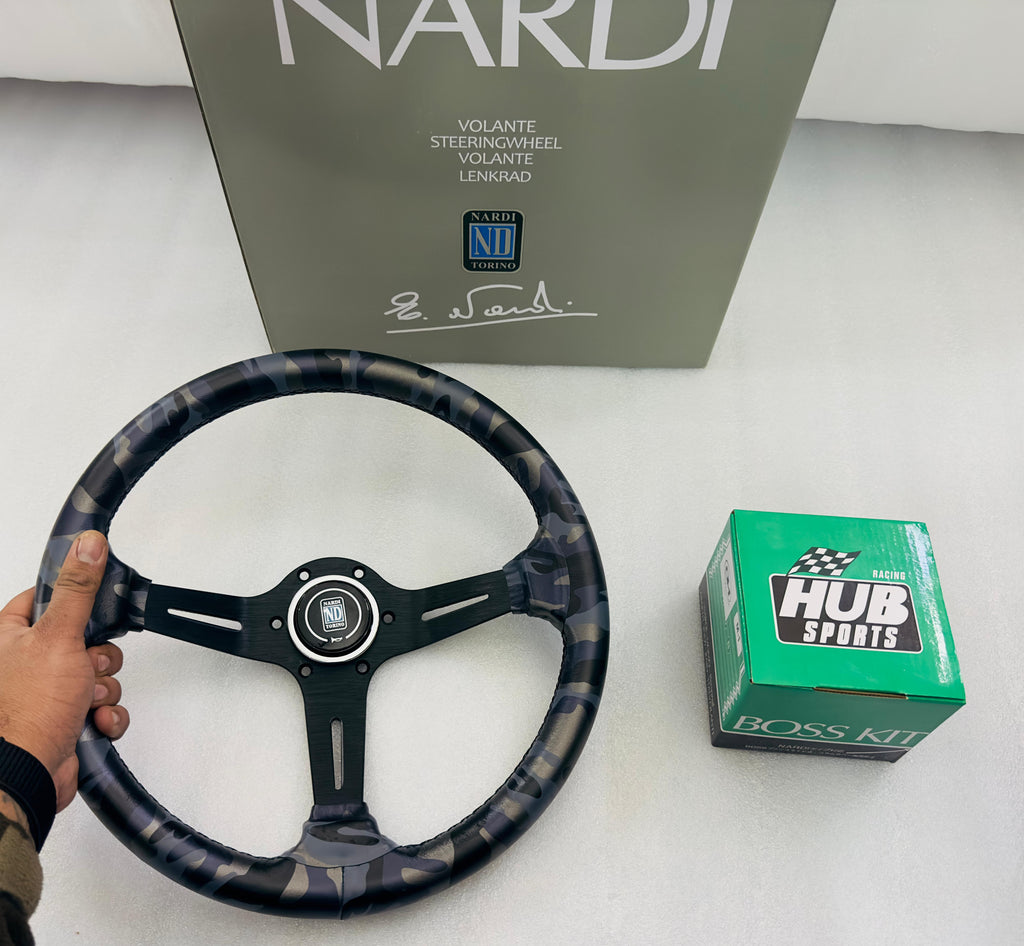 NARDI LEATHER STEERING DEEP STYLE Universal Steering Wheel for Sports Car Look Rally Race Off Road WID BOOS KIT HUB Free JDM Steering For All Car