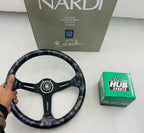 NARDI LEATHER STEERING DEEP STYLE Universal Steering Wheel for Sports Car Look Rally Race Off Road WID BOOS KIT HUB Free JDM Steering For All Car