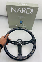 NARDI LEATHER STEERING DEEP STYLE Universal Steering Wheel for Sports Car Look Rally Race Off Road WID BOOS KIT HUB Free JDM Steering For All Car