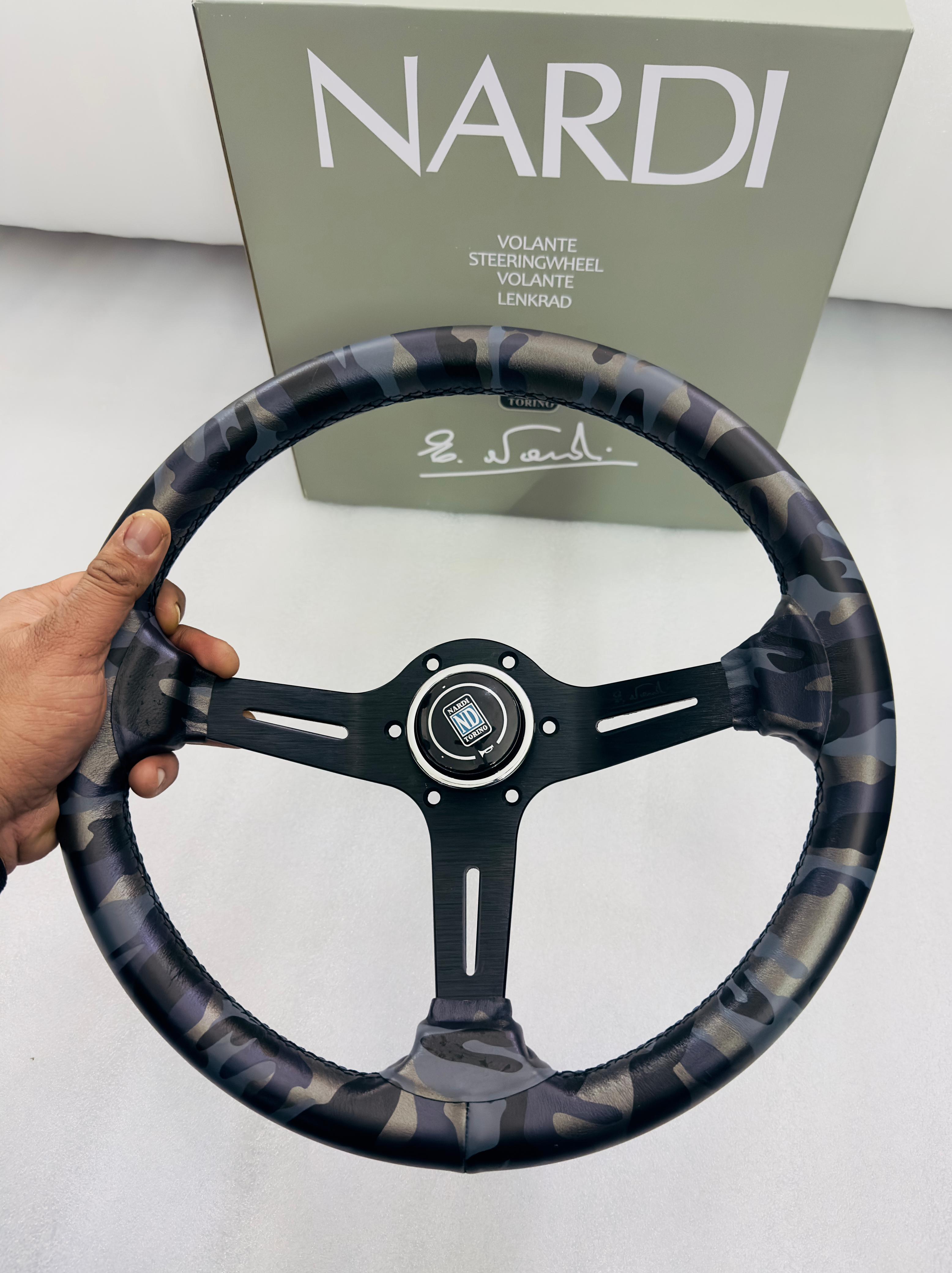 NARDI LEATHER STEERING DEEP STYLE Universal Steering Wheel for Sports Car Look Rally Race Off Road WID BOOS KIT HUB Free JDM Steering For All Car