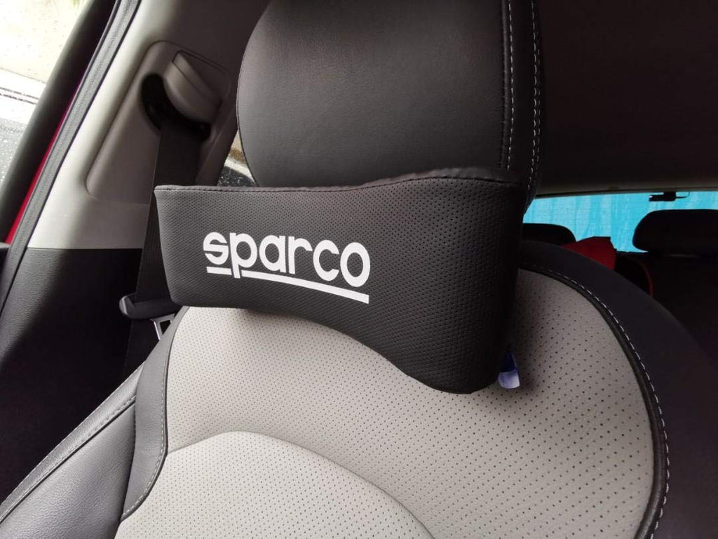 Black 2PC SPARCO NECKREST Sparco Universal Headrest Neck Pillow Adjustable Pillow Cervical Pillow
