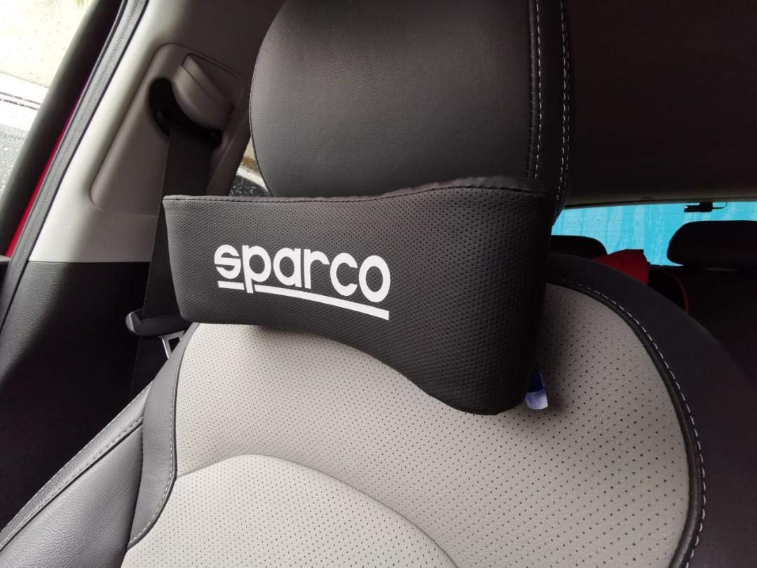 Black 2PC SPARCO NECKREST Sparco Universal Headrest Neck Pillow Adjustable Pillow Cervical Pillow