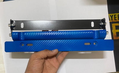 Blue Number Plate License Frame Holder Carbon Fiber Car License Plate Frame Holder Racing Style Angle Adjustable Relocate Bracket