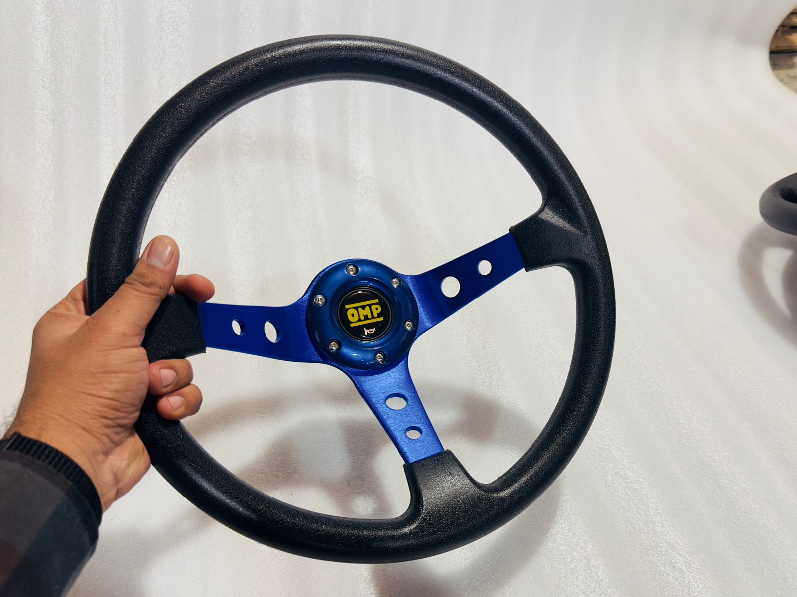 BLUE 14INCH OMP DEEP STEERING STYLE Look Rally Race Off Road with HUB Free Universal Steering Wheel for Sports Car Universal Steering-1PC