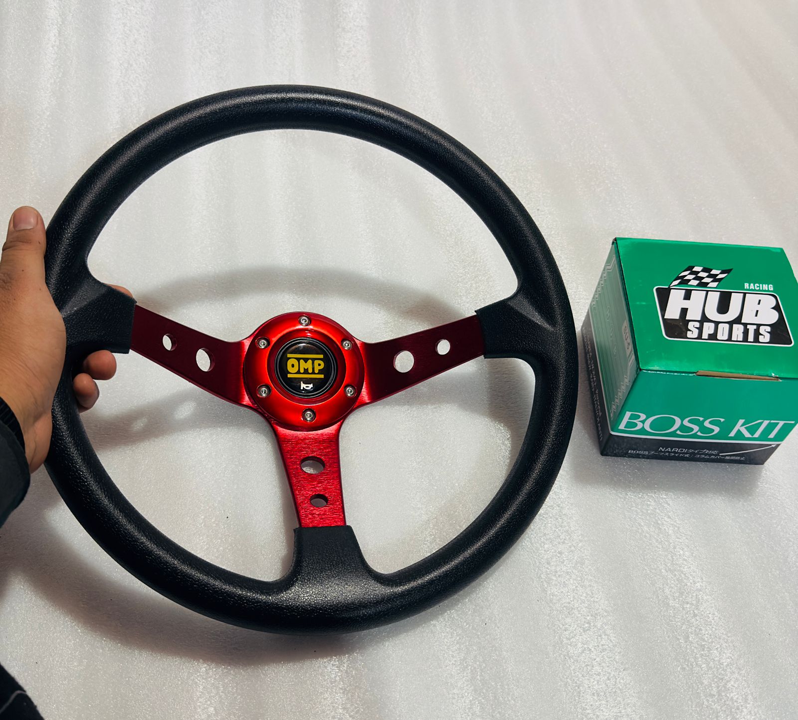 RED 14INCH OMP DEEP STEERING STYLE Look Rally Race Off Road with HUB Free Universal Steering Wheel for Sports Car Universal Steering-1PC