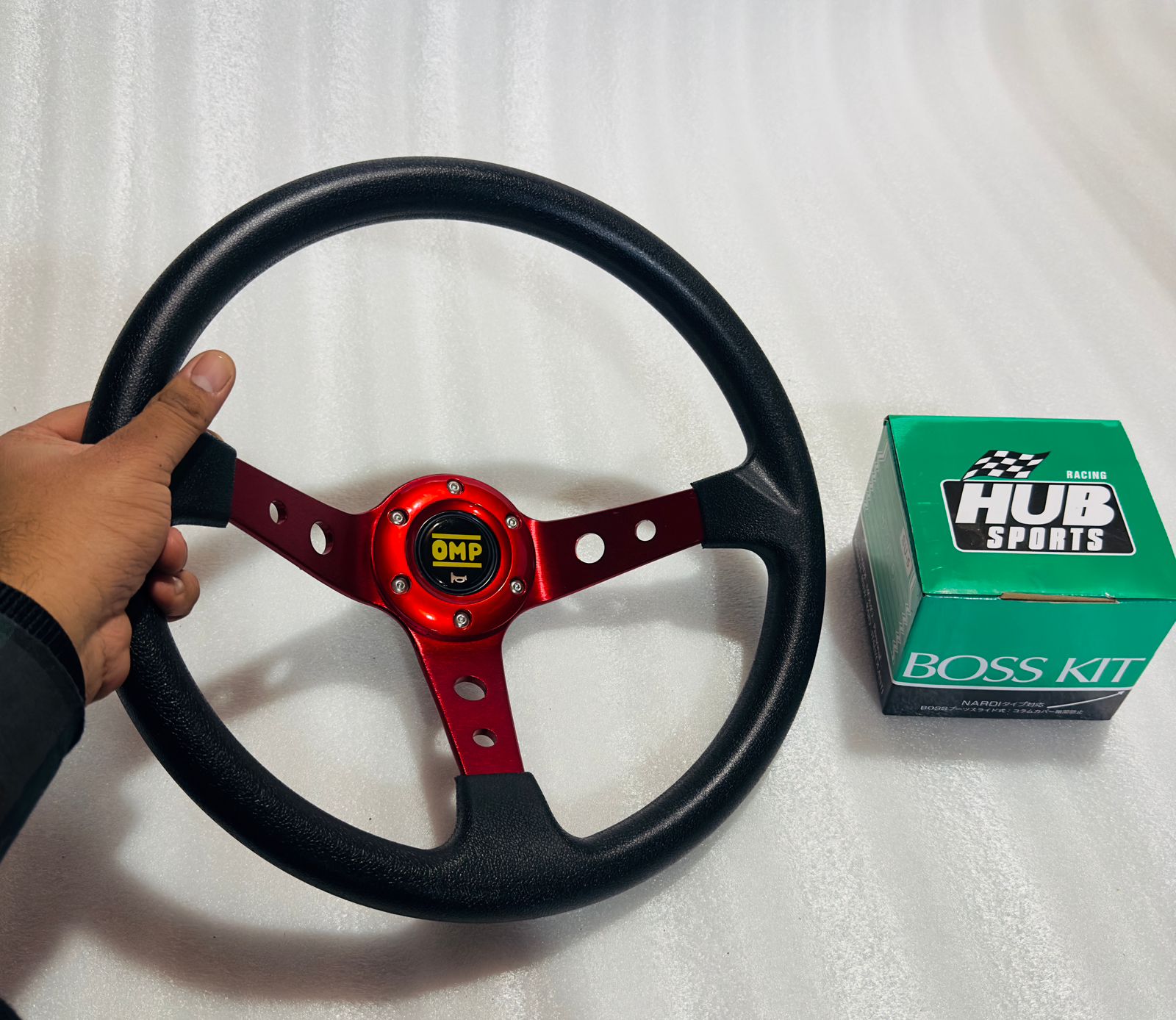 RED 14INCH OMP DEEP STEERING STYLE Look Rally Race Off Road with HUB Free Universal Steering Wheel for Sports Car Universal Steering-1PC