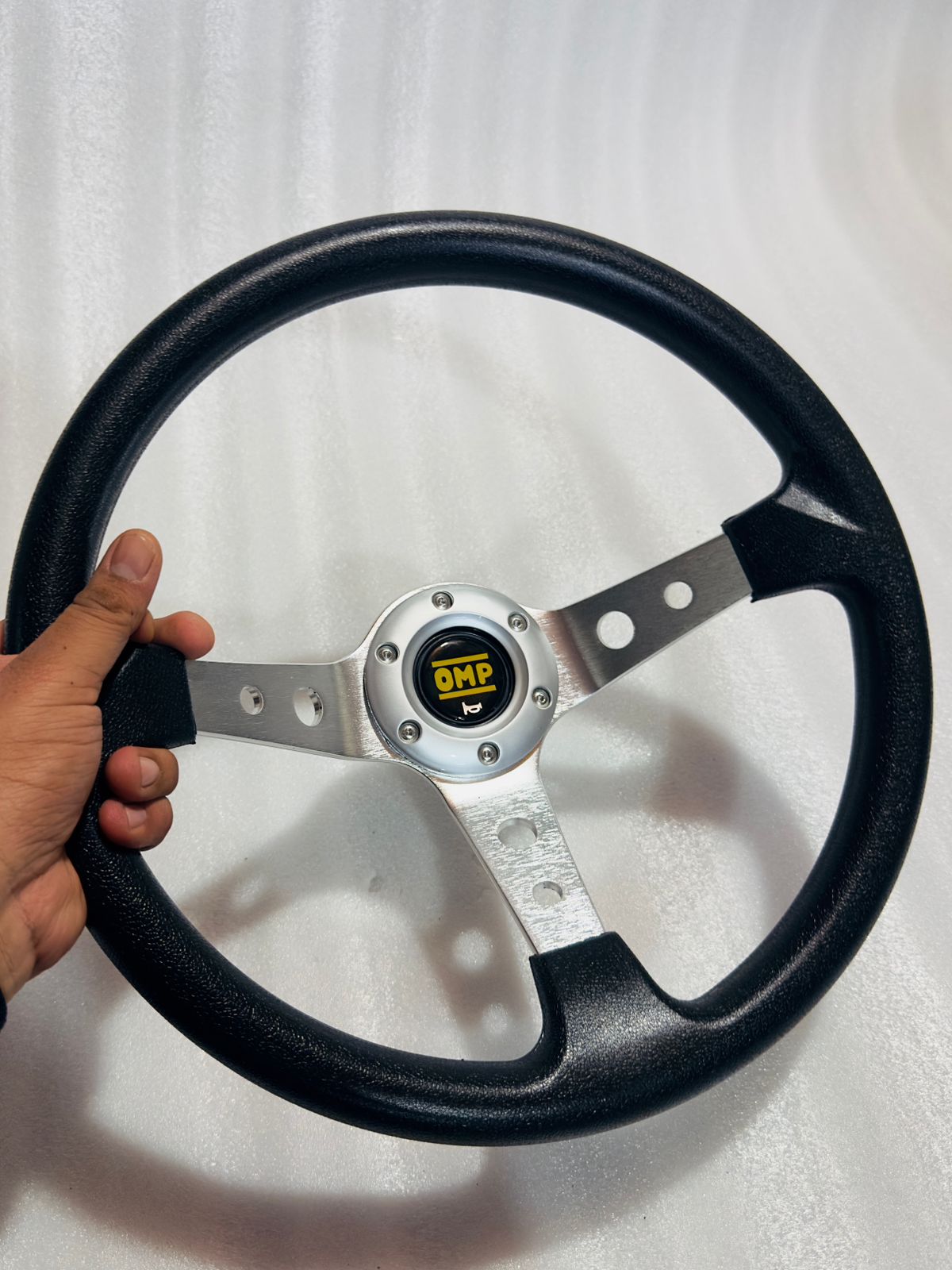SILVER 14INCH OMP DEEP STEERING STYLE Look Rally Race Off Road with HUB Free Universal Steering Wheel for Sports Car Universal Steering-1PC