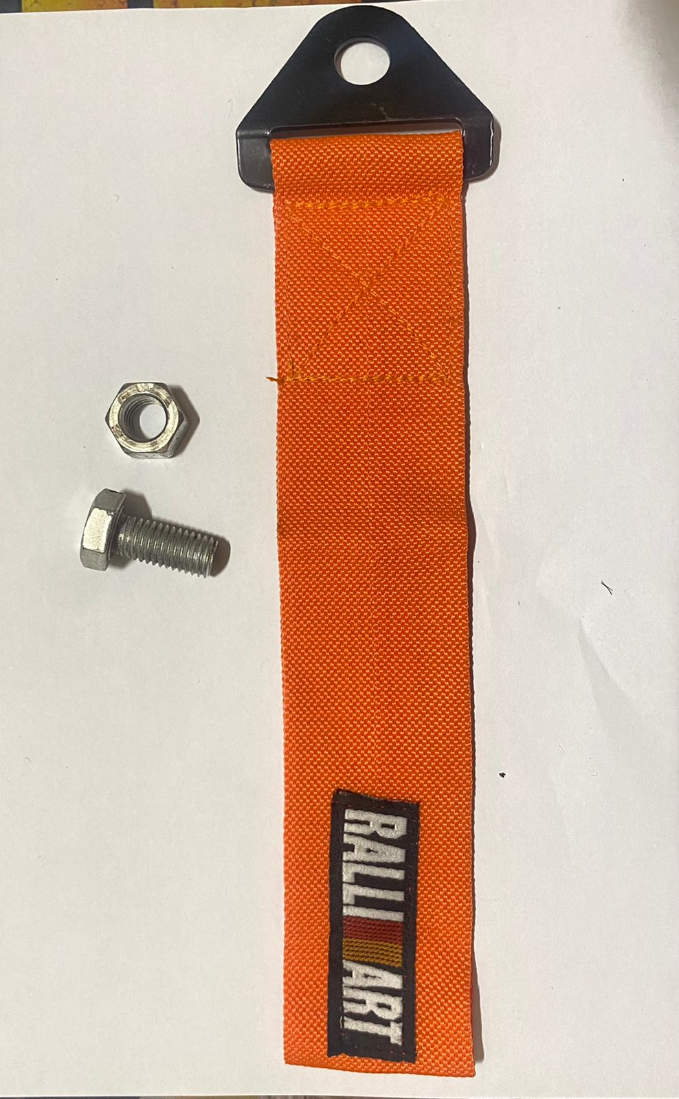 RALLIART CAR Truck Tow Belt Strap ORANGE Universal Front Rear Tow Strap Tow Hook Towing Belt (Nylon, 1000 kg Pull Capacity 1 Piece