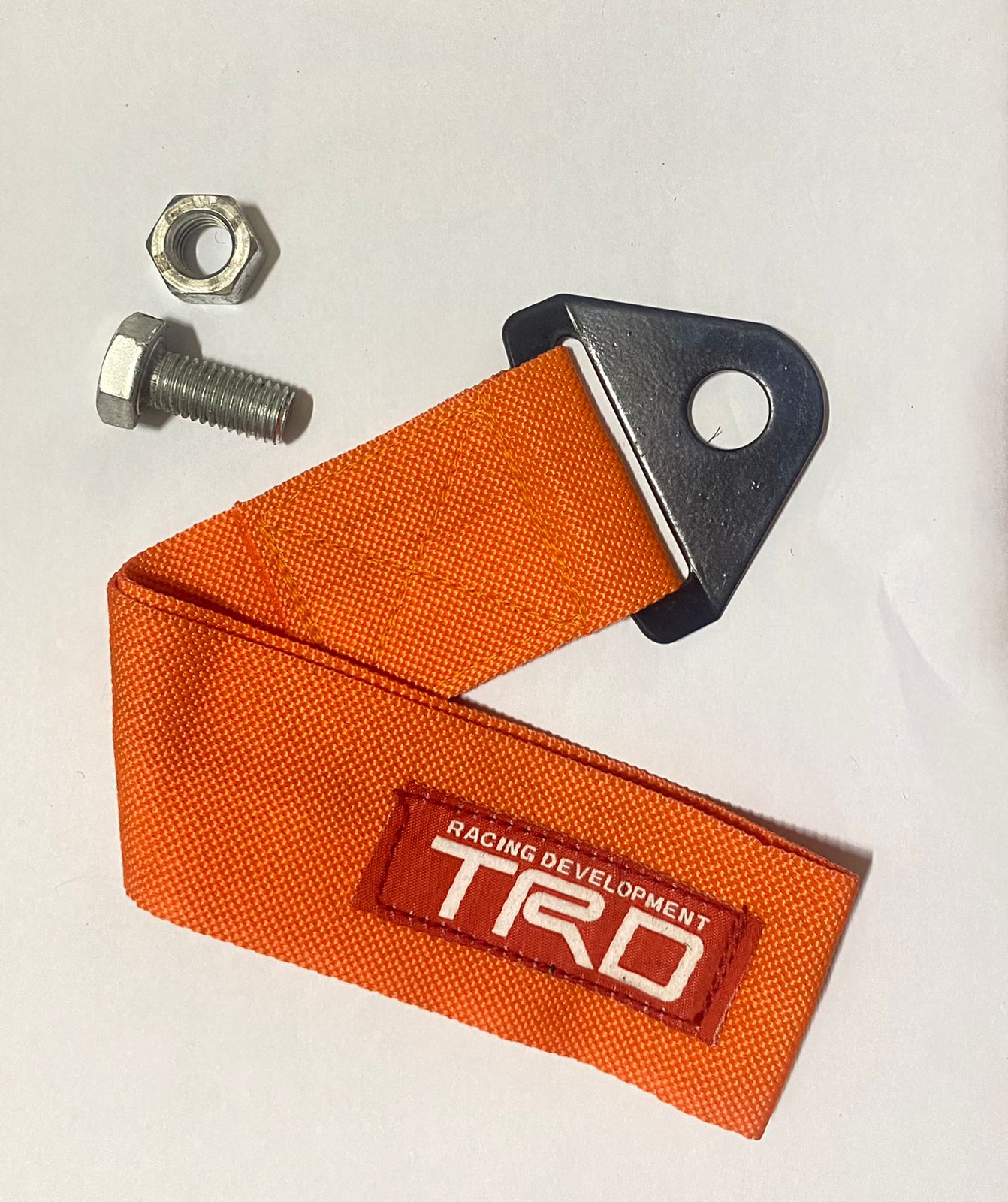 ORANGE TRD Racing Tow Belt &amp; Strap || TRD Racing Premium Universal Front &amp; Rear Tow Strap/Tow Hook Towing Belt (Nylon, 1000 kg Pull Capacity)