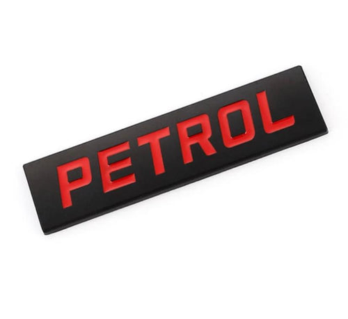 (Black RED) Petrol Sign Sticker (7.7 x 2 cm) Car Bike Metal Petrol Sign Logo Car Emblem Premium 3D Badge Auto Racing Sport Sticker Grand Tourer Decal (Petrol 3D Sticker)