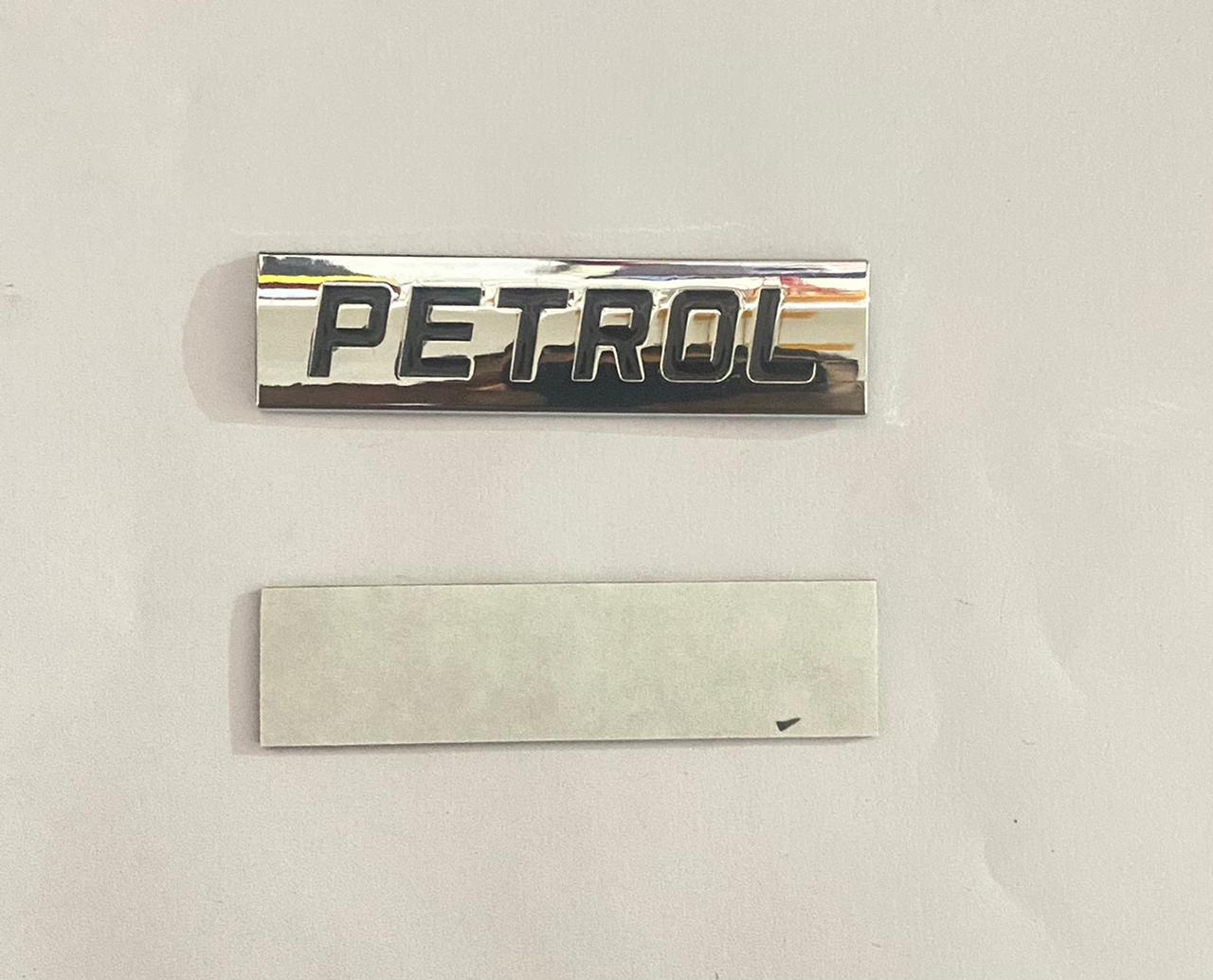 Petrol Sticker- (Chrome Black) - (7.7 x 2 cm) Car Bike Metal Car Emblem Premium Petrol Sign Logo Auto Racing Sport Sticker 3D Badge Grand Tourer Decal.