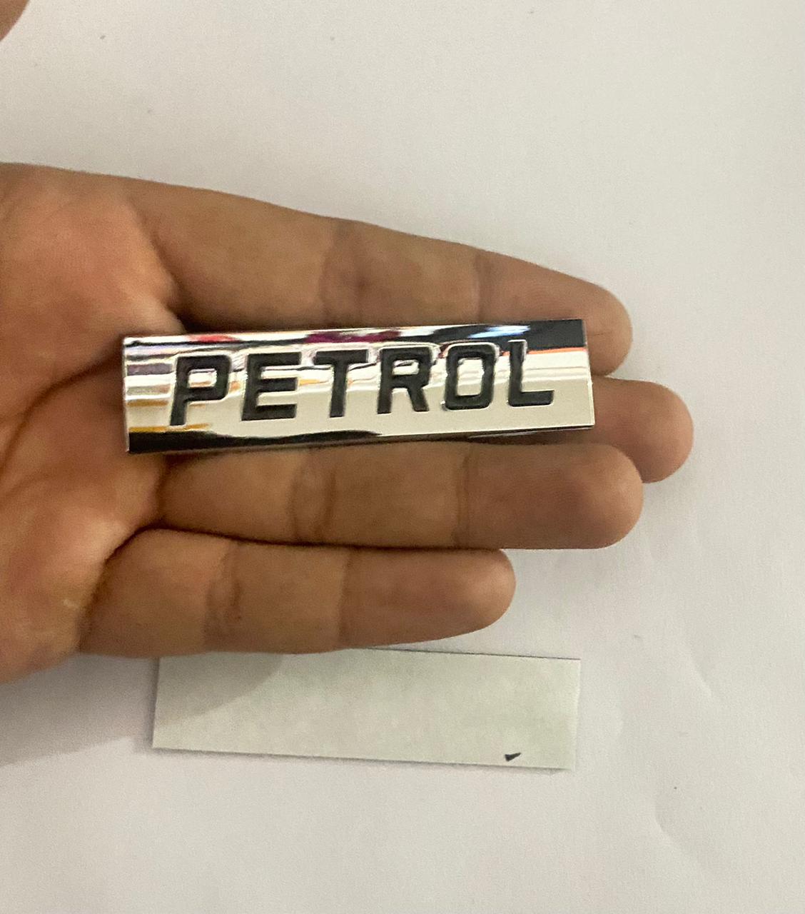Petrol Sticker- (Chrome Black) - (7.7 x 2 cm) Car Bike Metal Car Emblem Premium Petrol Sign Logo Auto Racing Sport Sticker 3D Badge Grand Tourer Decal.
