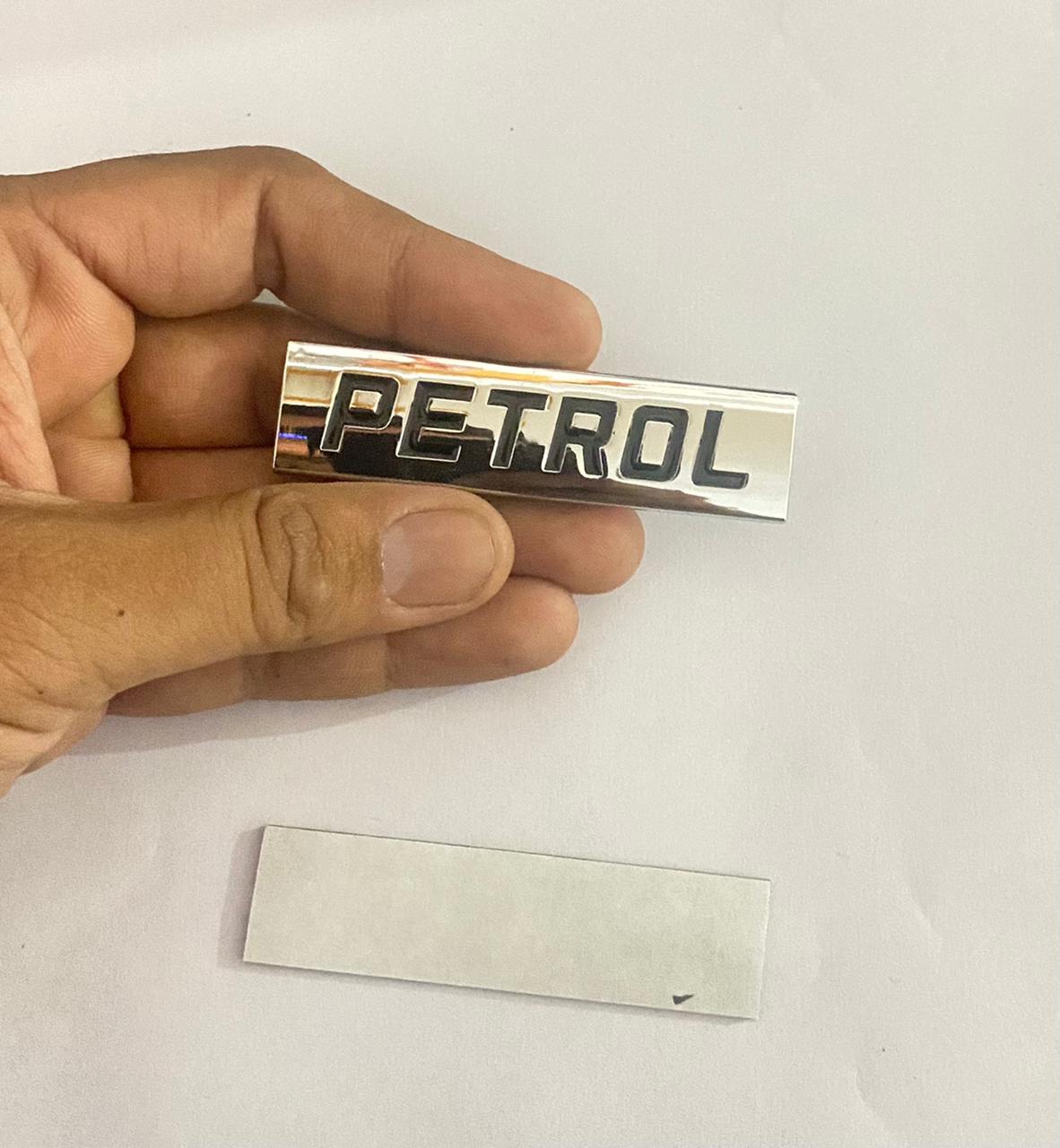 Petrol Sticker- (Chrome Black) - (7.7 x 2 cm) Car Bike Metal Car Emblem Premium Petrol Sign Logo Auto Racing Sport Sticker 3D Badge Grand Tourer Decal.
