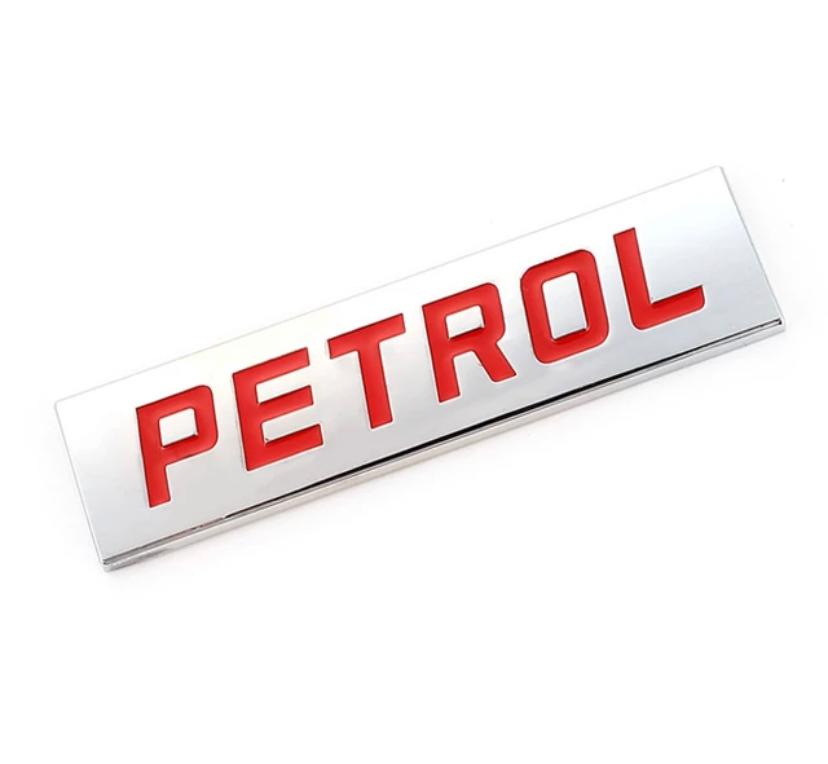 1PC, Chrome RED Petrol 3D Sign Logo - (7.7 x 2 cm) Sticker. Car Bike Metal Car Emblem Premium Petrol Sign Logo Auto Racing Sport Sticker 3D Badge Grand Tourer Decal.