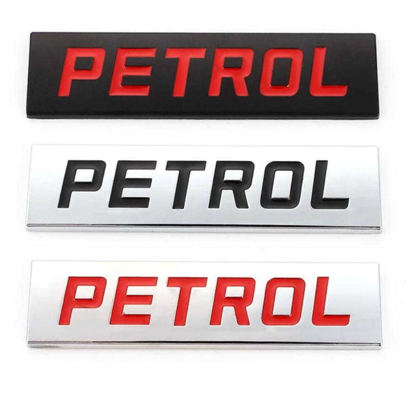 Petrol Sign Sticker (7.7 x 2 cm) Car Bike Metal Petrol Sign Logo Car Emblem Premium 3D Badge Auto Racing Sport Sticker Grand Tourer Decal (Petrol 3D Sticker)