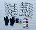 Plain White Strip Model 2 Tyre Sticker for 4 Tire Tyres Customized Permanent Rubber 4 Tire Tyress Stickerr Decorative Sticker (2 Glue +2 Gloves Included)