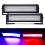 Red Blue & White 2 Cob Federal Car Flasher LED Lighting Effect, Multiple Modes Remote Control Car Fancy Lights Mini Light Bar for SUV's 4X4