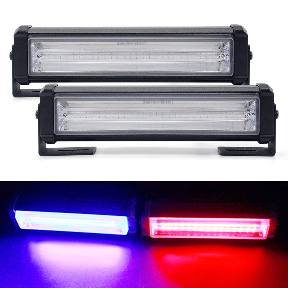 Red Blue & White 2 Cob Federal Car Flasher LED Lighting Effect, Multiple Modes Remote Control Car Fancy Lights Mini Light Bar for SUV's 4X4
