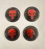 Punisher Skull 4PC Wheel Sticker, Aluminum Alloy, 60mm, Self-Adhesive Hub Cap