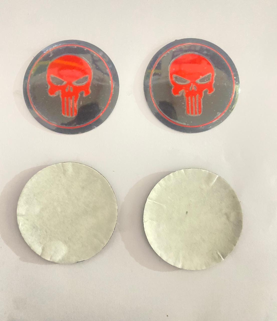 Punisher Skull 4PC Wheel Sticker, Aluminum Alloy, 60mm, Self-Adhesive Hub Cap