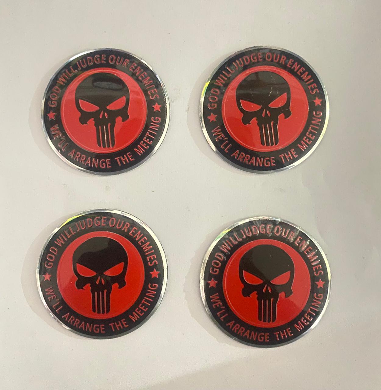 Emblem Car Wheel Center Hub Cap The Punisher Skull Caps Badge Sticker Decal 56mm 2INCH
