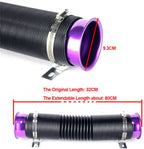 PURPLE Turbine Intake Guide Pipe Air Intake Pipe 76MM 3inch Adjustable flexible hose Car Cold Air Turbo Intake Inlet Pipe Universal Pipe Air Intake Flexiblke Pipe-1PC