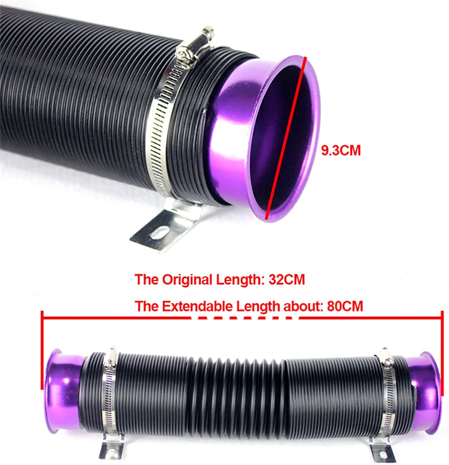 PURPLE Turbine Intake Guide Pipe Air Intake Pipe 76MM 3inch Adjustable flexible hose Car Cold Air Turbo Intake Inlet Pipe Universal Pipe Air Intake Flexiblke Pipe-1PC