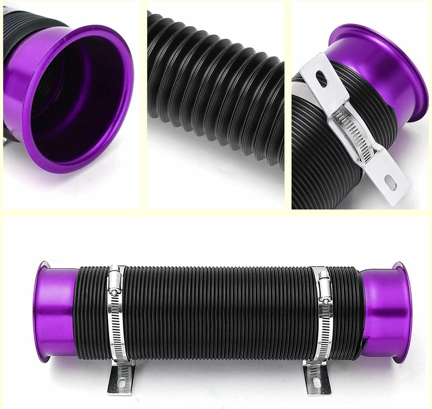 PURPLE Turbine Intake Guide Pipe Air Intake Pipe 76MM 3inch Adjustable flexible hose Car Cold Air Turbo Intake Inlet Pipe Universal Pipe Air Intake Flexiblke Pipe-1PC