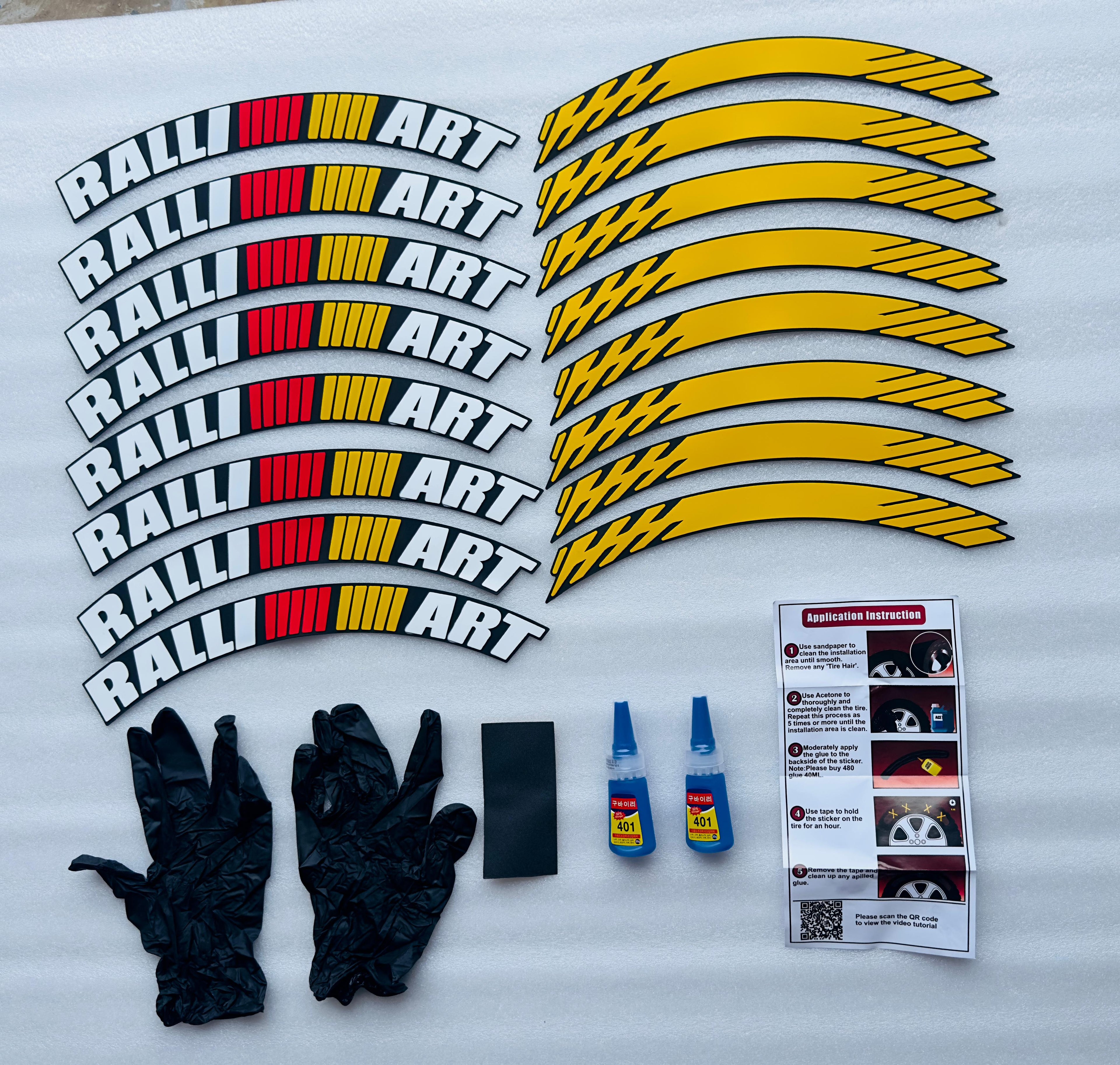 Ralliart Tyre Sticker for 4 Tire Tyres Customized Permanent Rubber Tire Tyres Sticker Decorative Stiicker (2 Glue+2 Gloves Included)