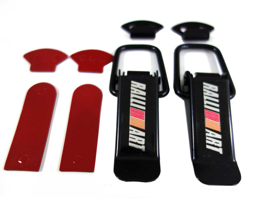 RALLIART Car Big Boot Bonnet Side Bumper Guards Toggle Fasteners Catch Clips 4PCS