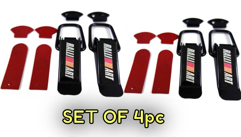 RALLIART Car Big Boot Bonnet Side Bumper Guards Toggle Fasteners Catch Clips 4PCS