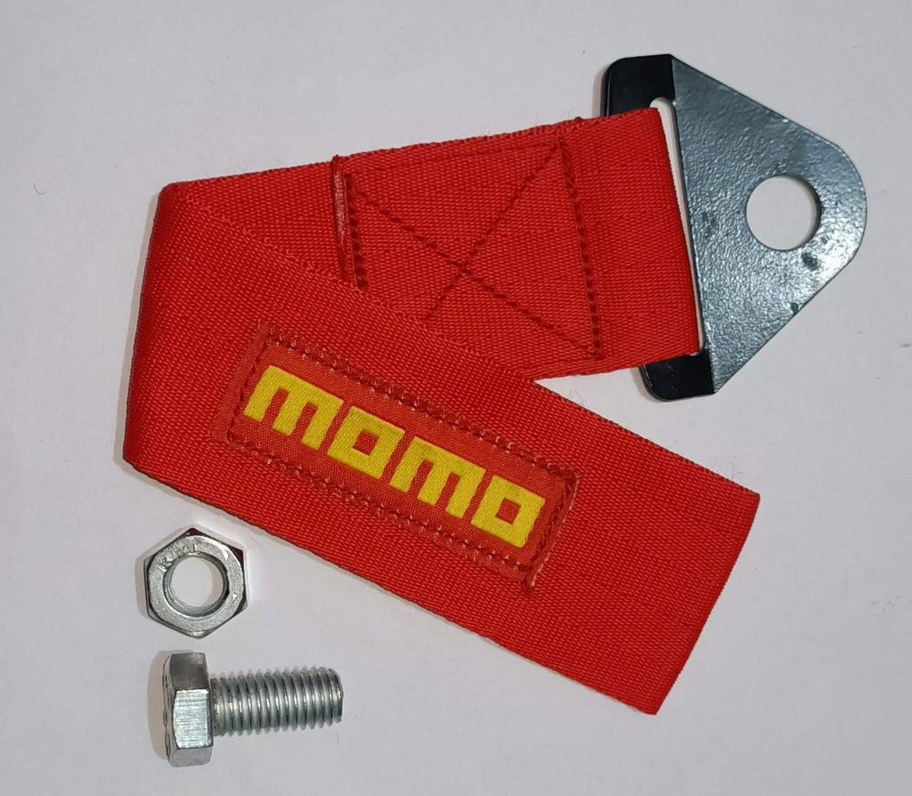 MOMO CAR Truck Tow Belt Strap RED Universal Front Rear Tow Strap Tow Hook Towing Belt (Nylon, 1000 kg Pull Capacity 1 Piece